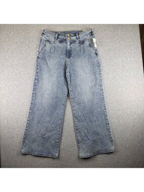 KUT From The Kloth Meg Jeans Womens 12 Blue High Rise Wide Leg Stretch NWT